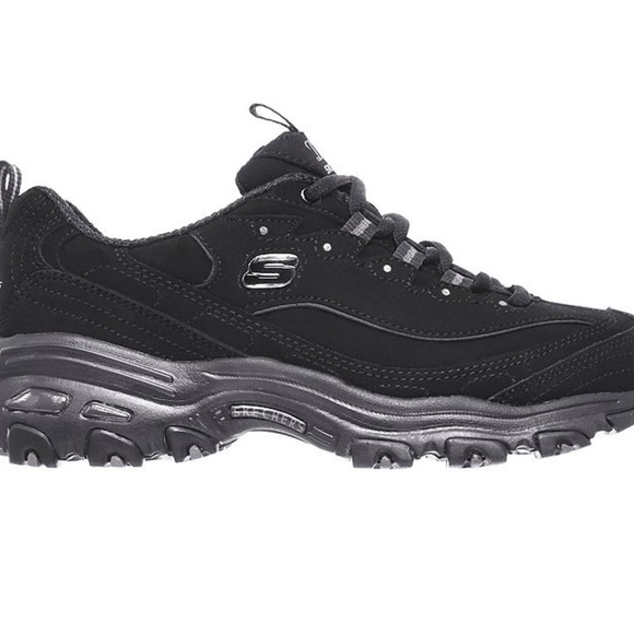 Ladies 8 Sketchers D’lites Black Sneakers Air Cooled Memory Foam New In Box - Picture 1 of 11